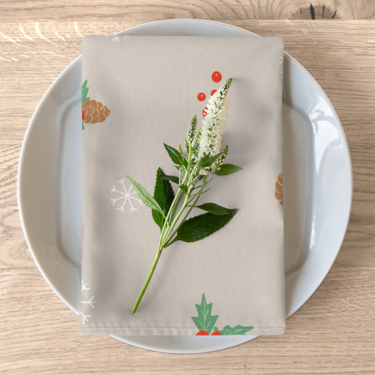 Holiday Napkins - Pinecones & Snowflakes