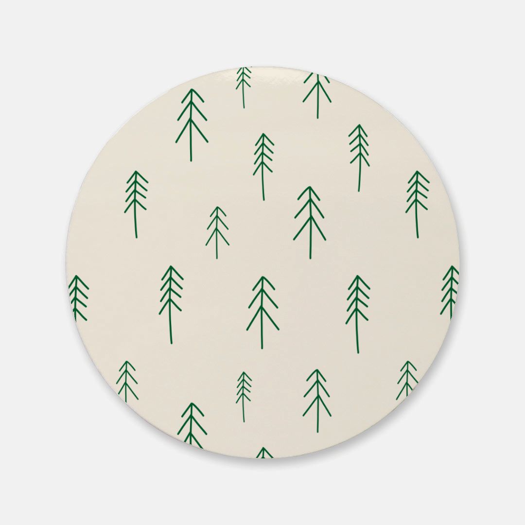 Round Cork Back Coaster - Evergreens