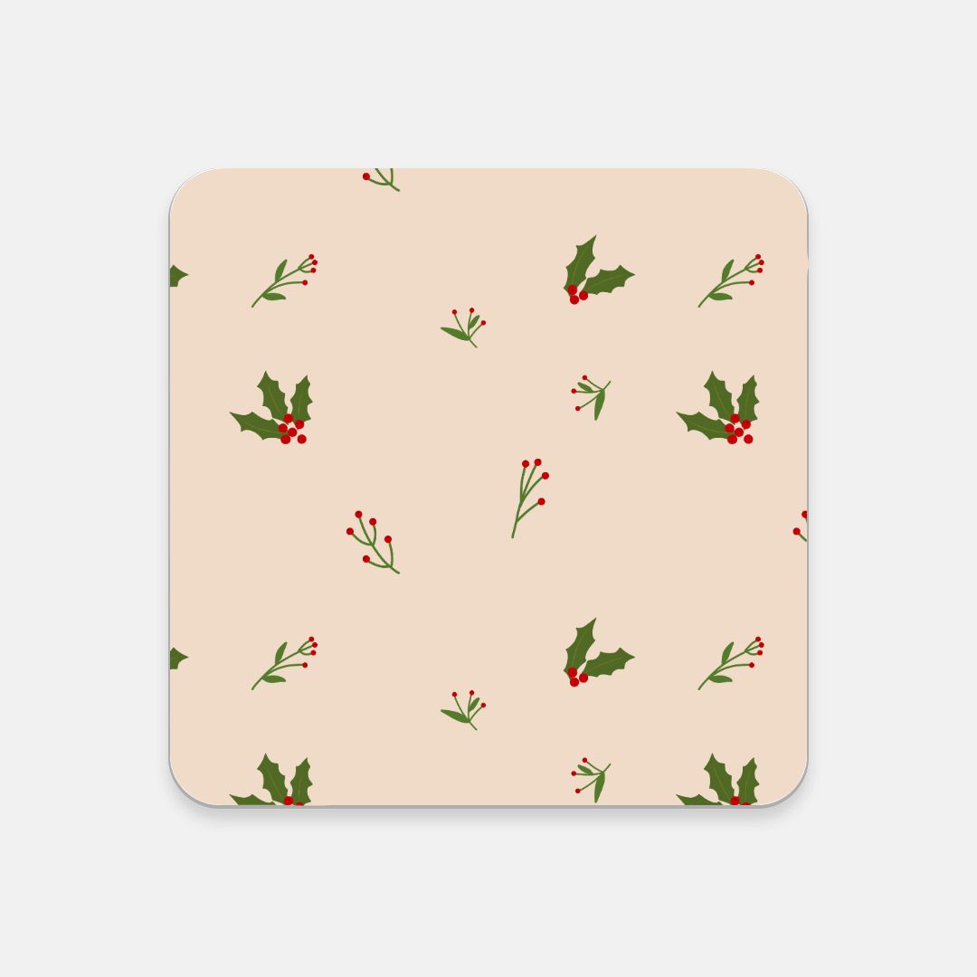 Cork Back Coaster - Holly
