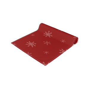 Red Holiday Table Runner - Snowflakes