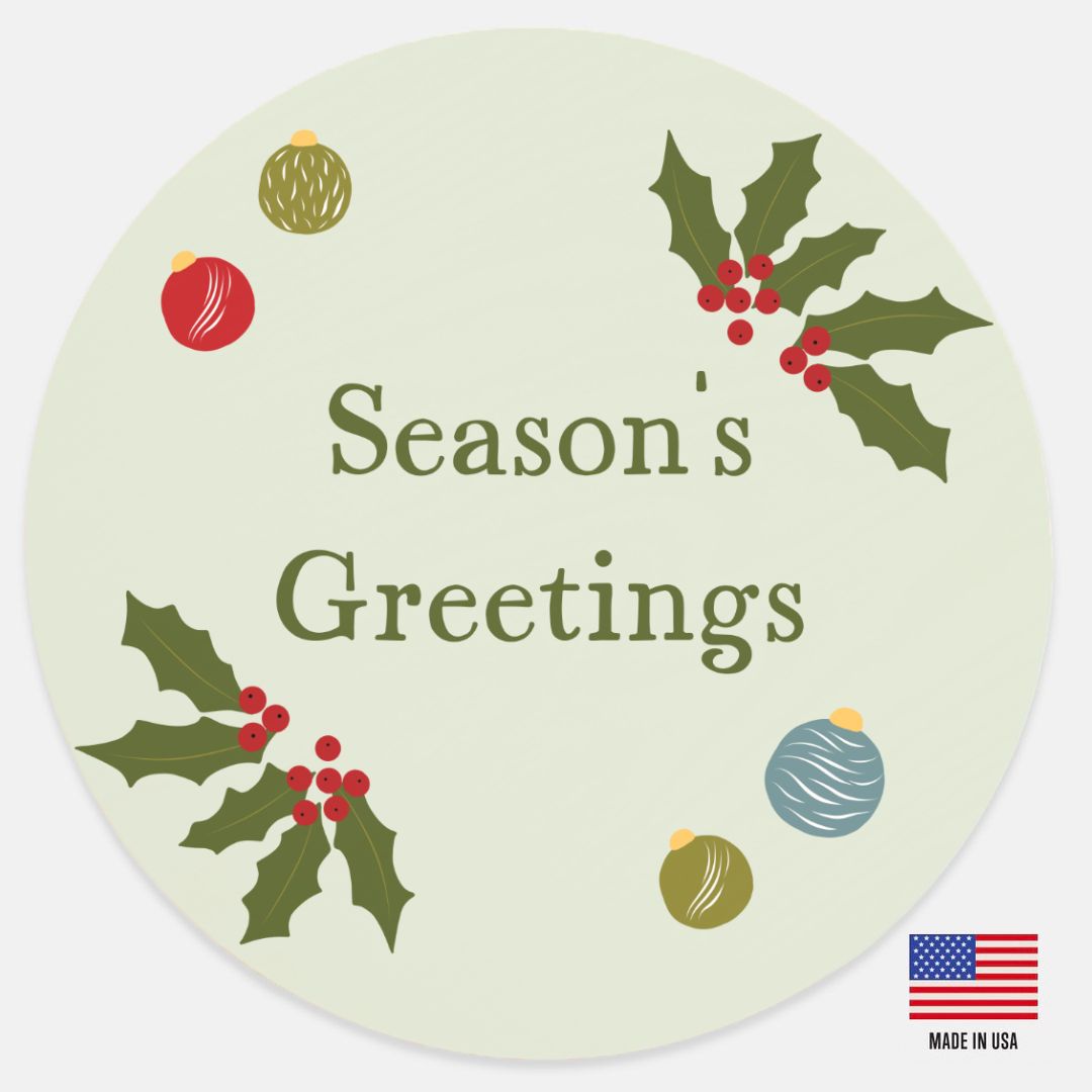 12" Green Round Wood Sign - Season's Greetings