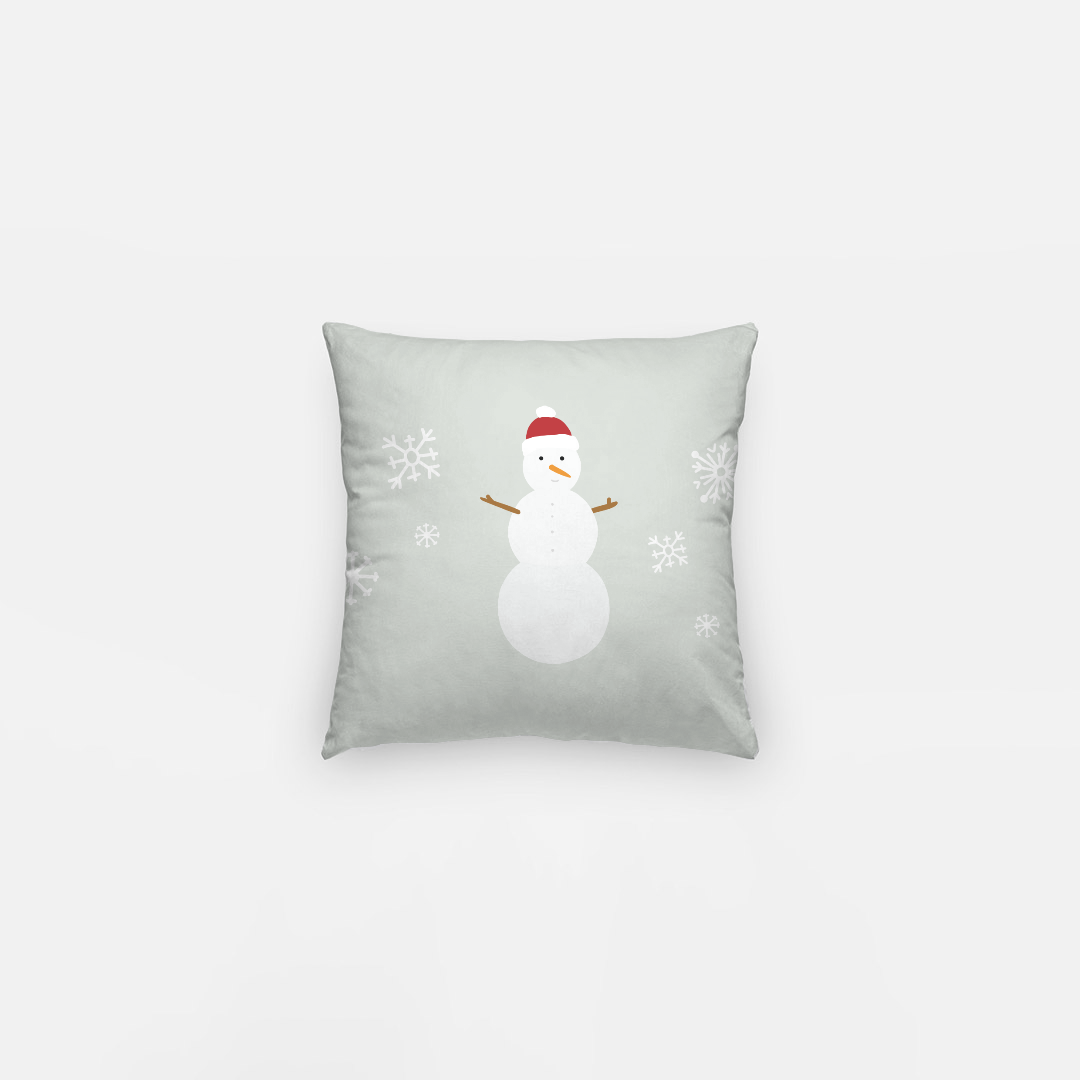 10"x10" Holiday Polyester Pillowcase - Snowman & Snowflakes