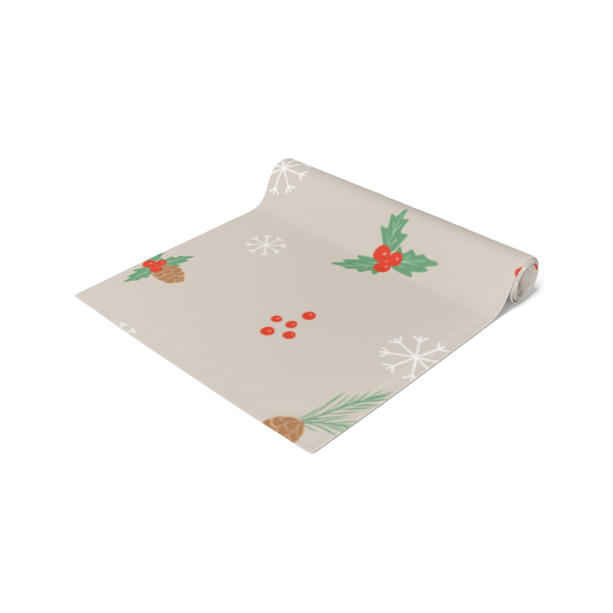 Holiday Table Runner - Holly & Pinecones