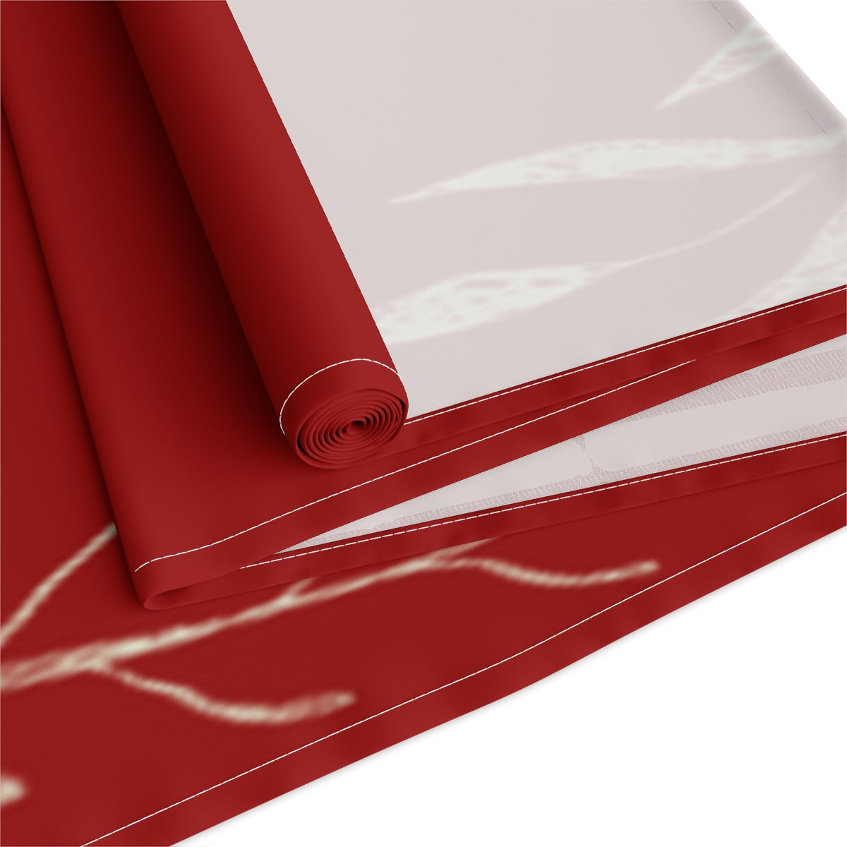 Red Holiday Table Runner - White Garland