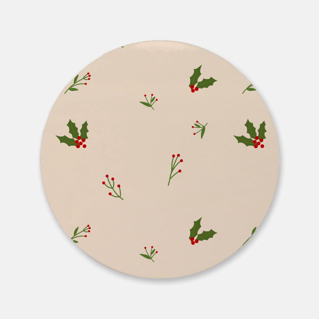 Round Cork Back Coaster - Holly