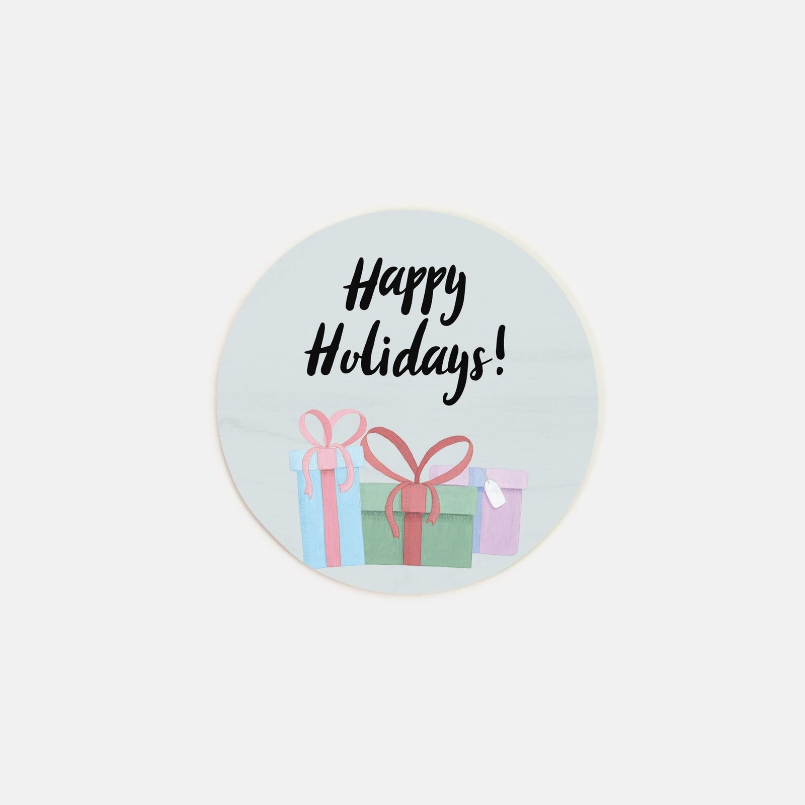 6" Round Wood Sign - Happy Holidays