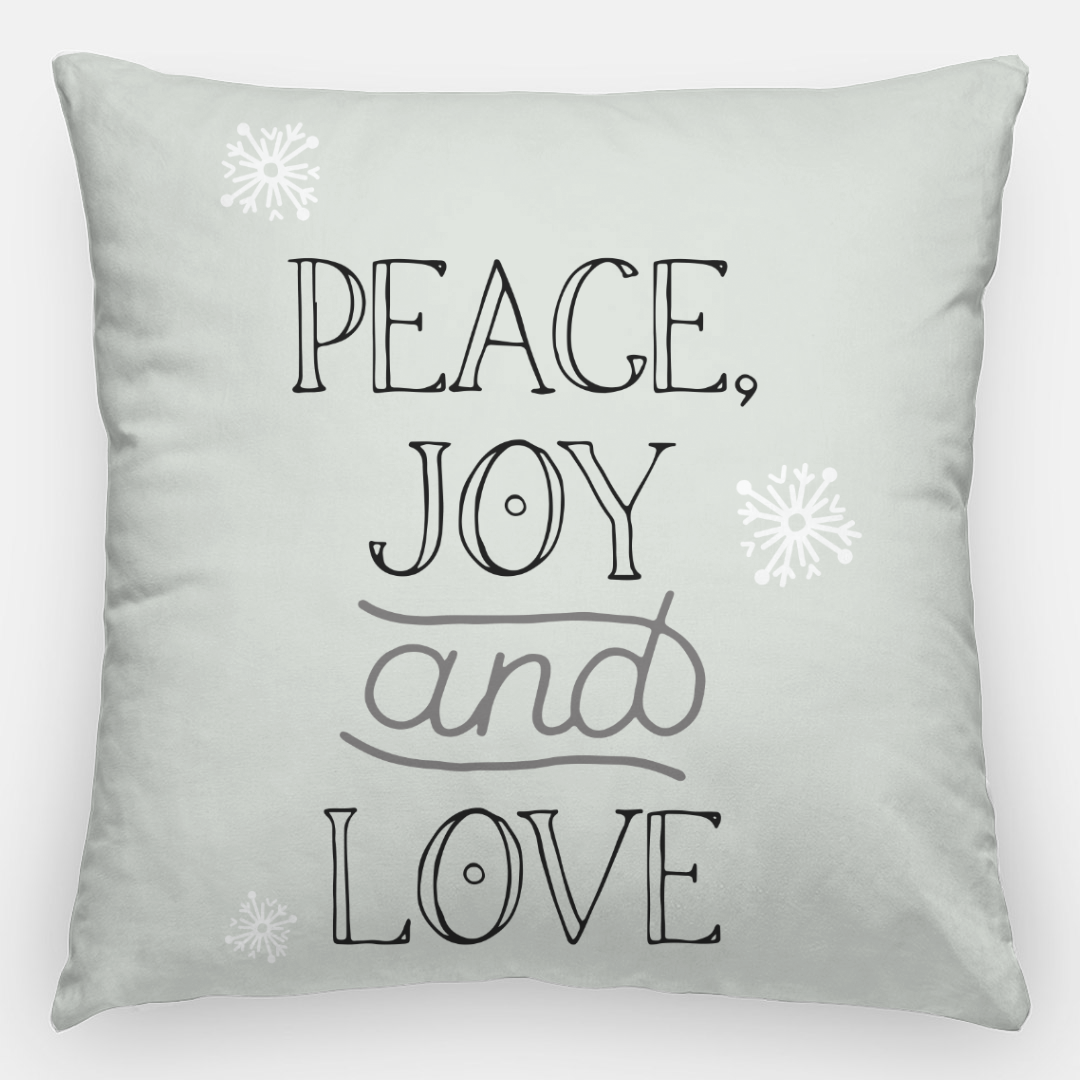 24x24 Holiday Polyester Pillowcase - Peace, Joy & Love