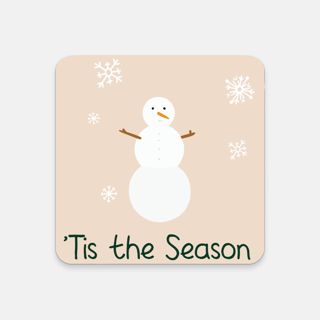 Cork Back Coaster - Tis the Season Snowman