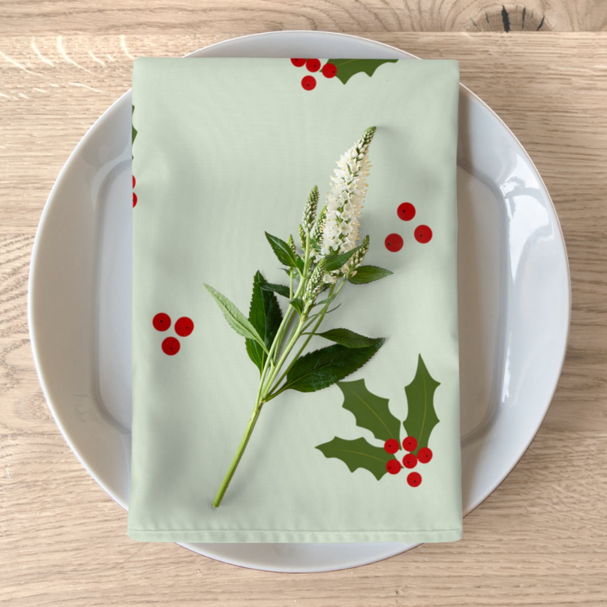 Holiday Napkins - Red & Green Holly