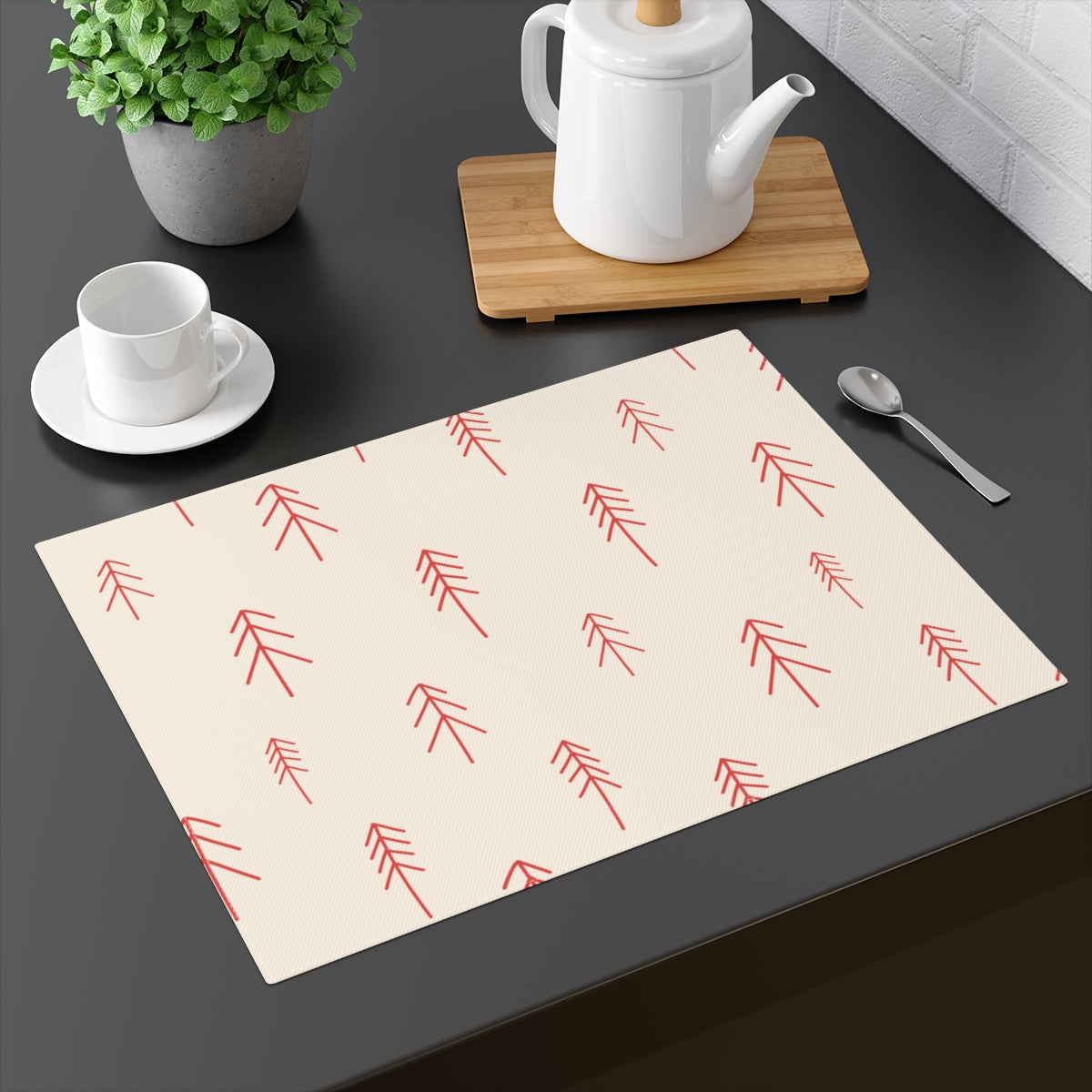 Holiday Table Placemat - Red Evergreens