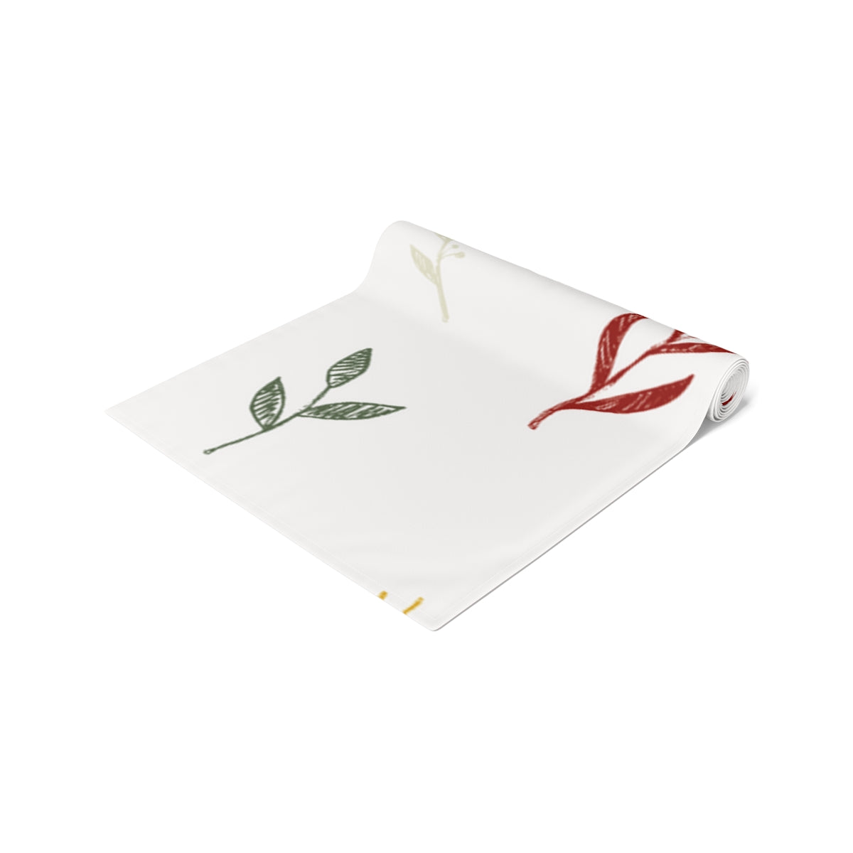 White Holiday Table Runner - Colorful Garland