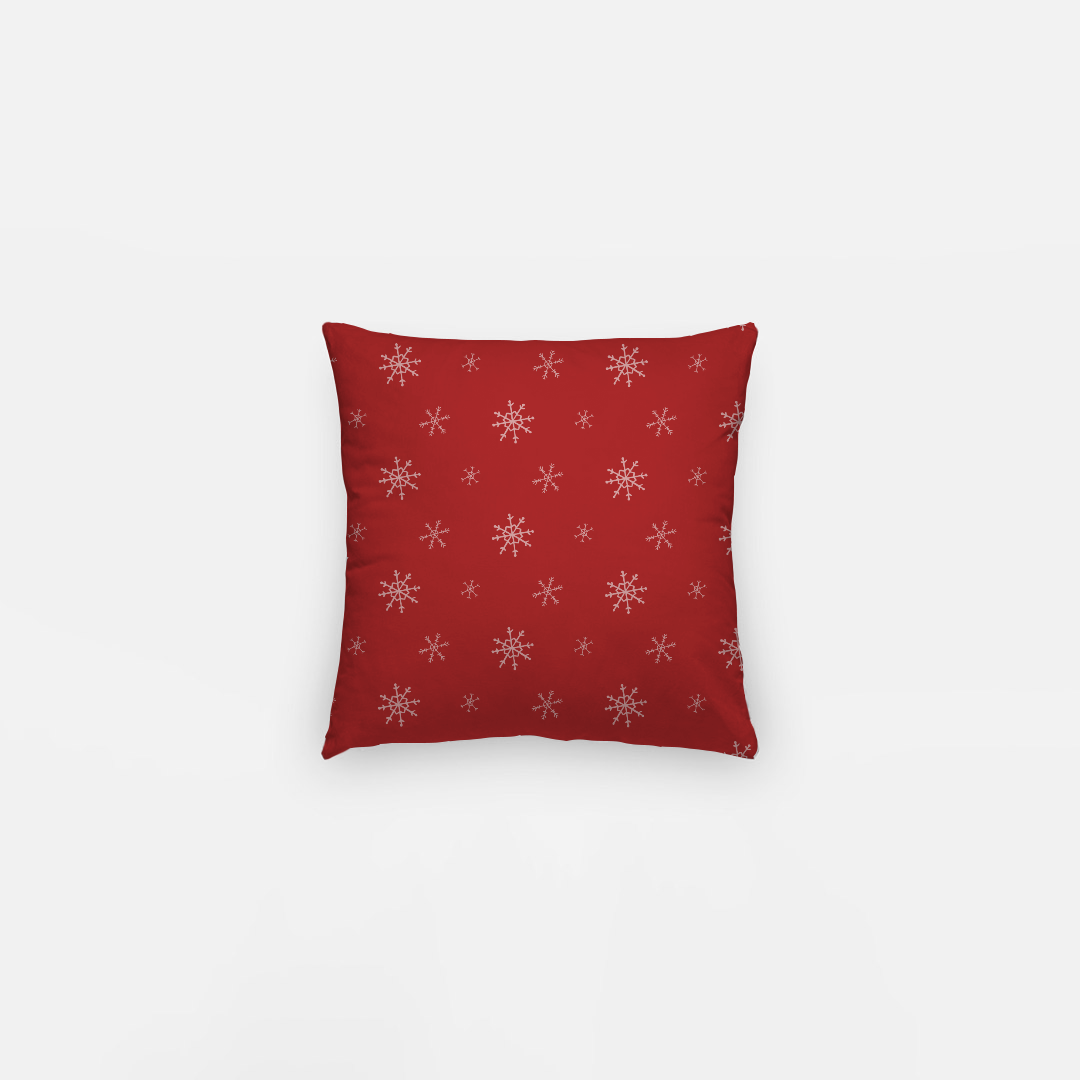 10"x10" Red Holiday Polyester Pillowcase - Snowflakes