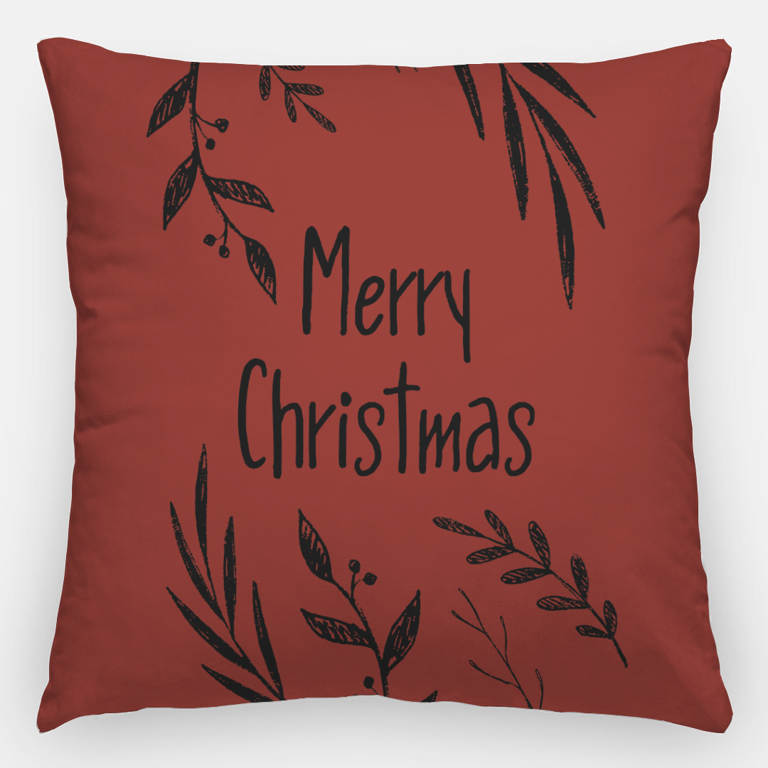 24x24 Holiday Polyester Pillowcase - Merry Christmas Garland