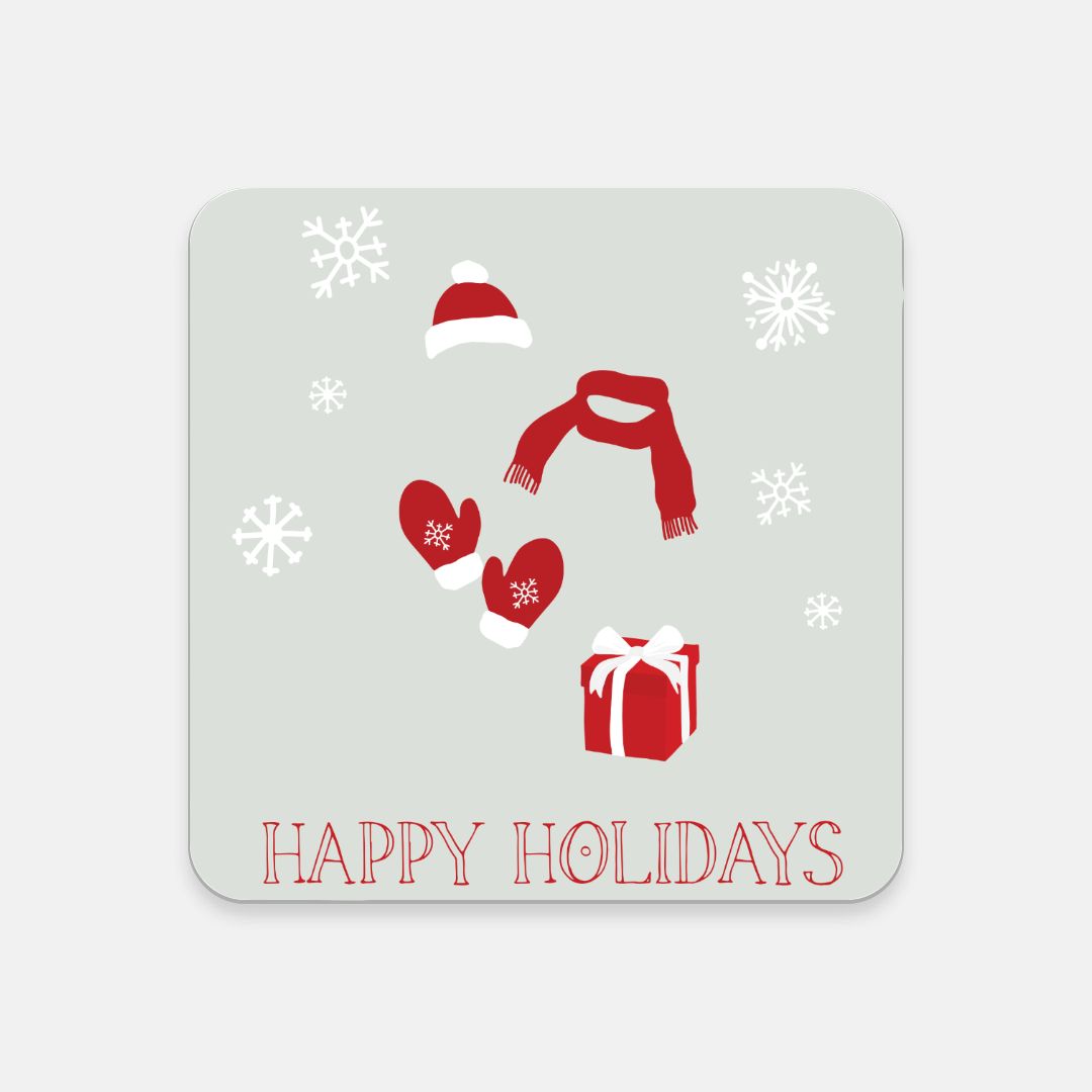 Cork Back Coaster - Red Happy Holidays
