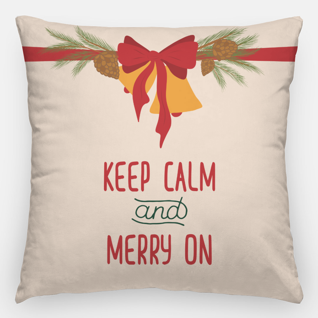 24x24 Holiday Polyester Pillowcase - Christmas Bell & Bow