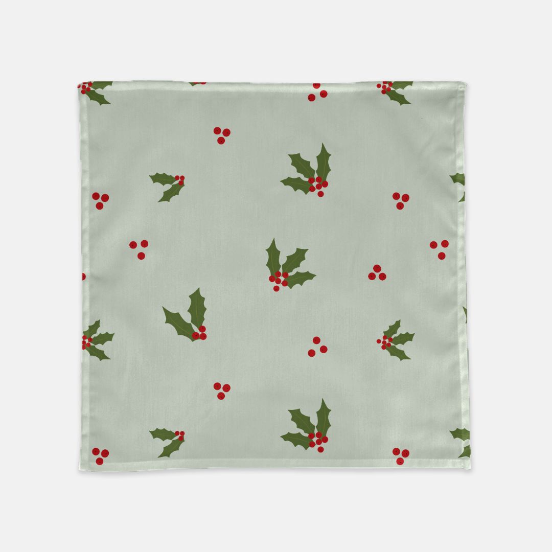 Holiday Cloth Napkins - Red & Green Holly