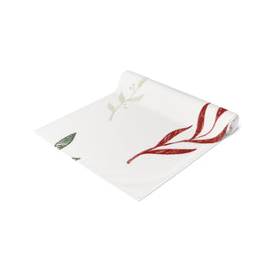 White Holiday Table Runner - Colorful Garland