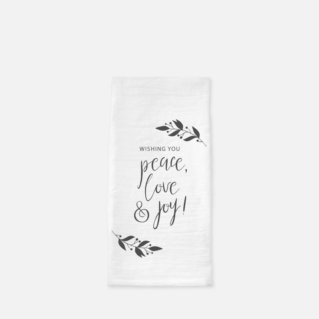 Holiday Tea Towel - Peace, Love & Joy