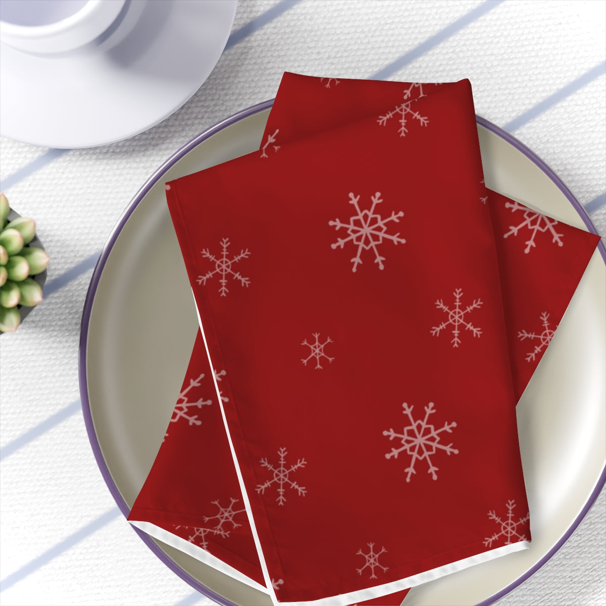 Red Holiday Napkins - Snowflakes