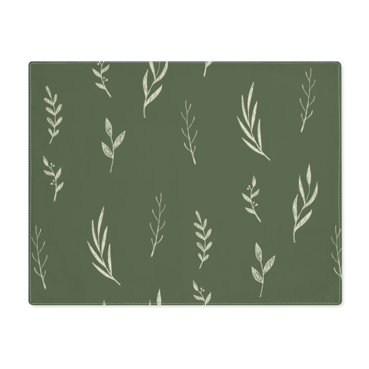 Green Holiday Table Placemat - White Garland