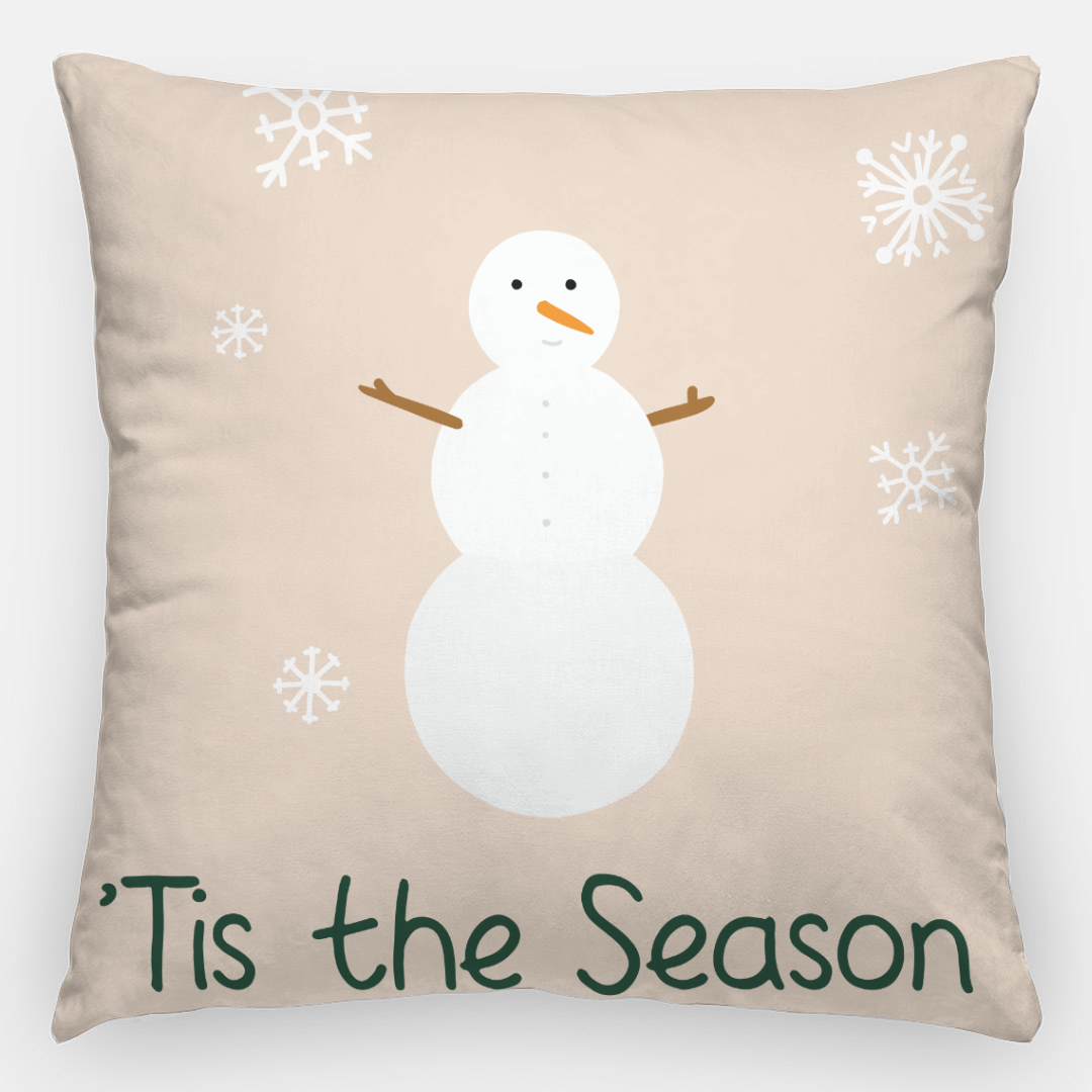 24"x24" Holiday Polyester Pillowcase - Tis the Season Snowman