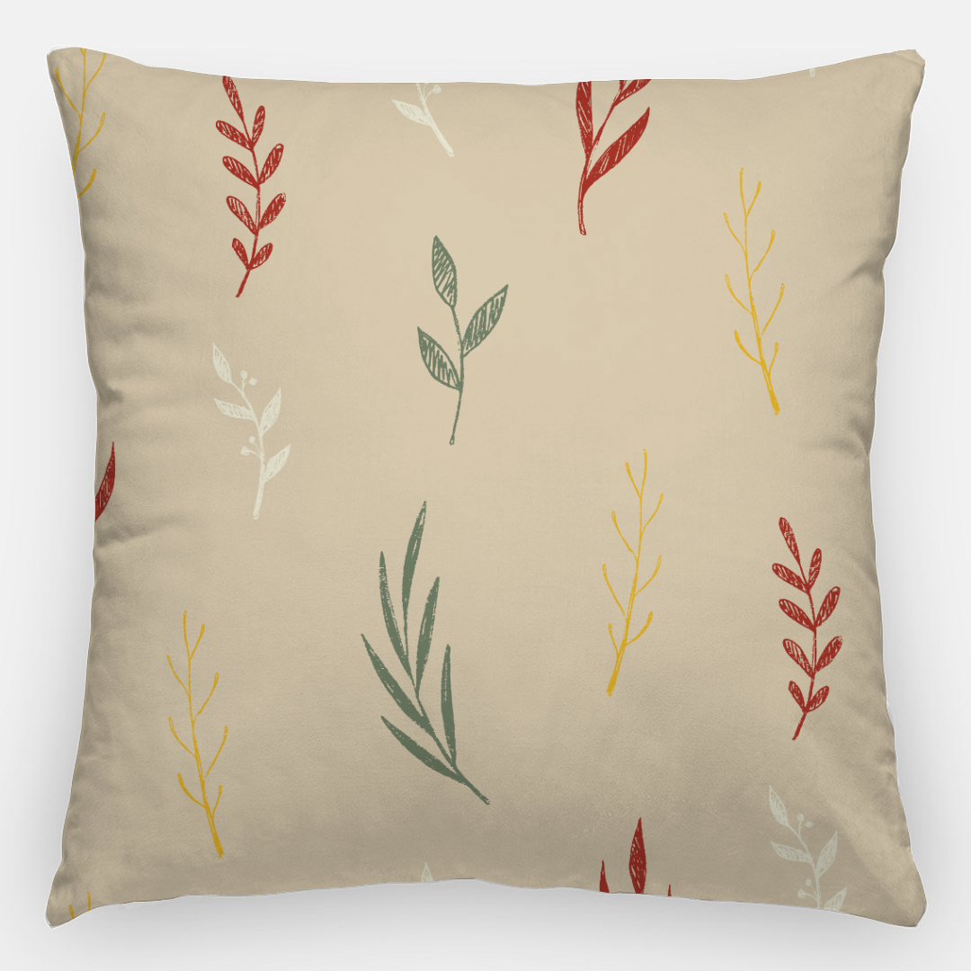 24x24 Beige Holiday Polyester Pillowcase - Colorful Garland