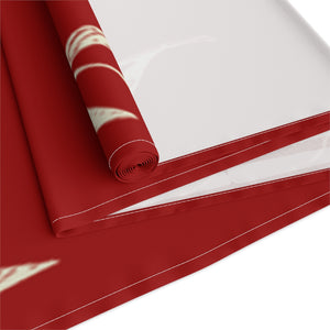 Red Holiday Table Runner - White Garland