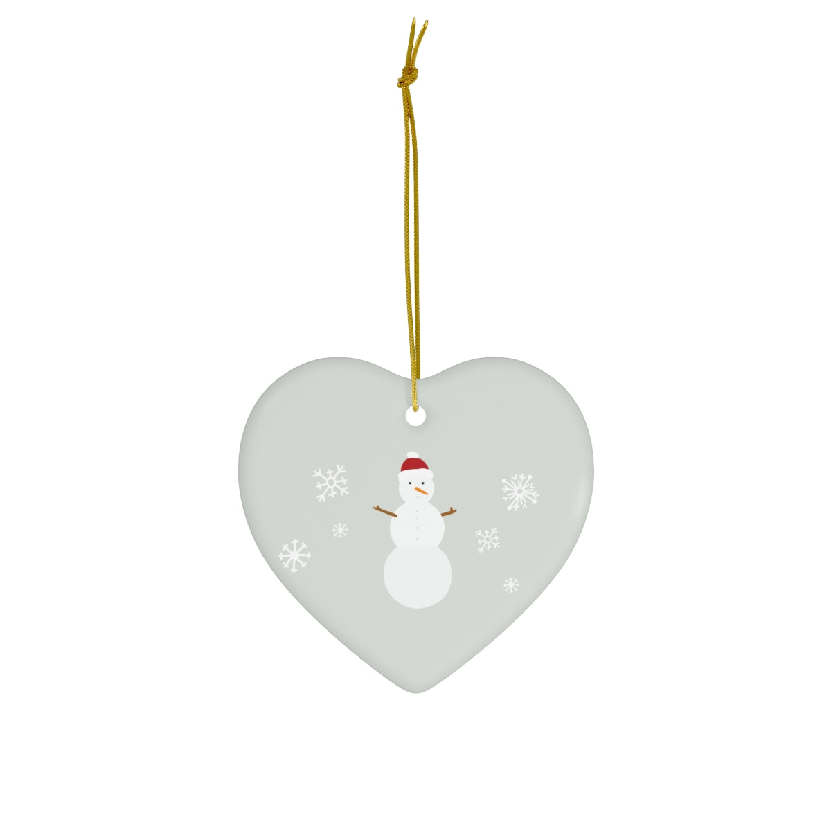 Ceramic Holiday Ornament - Snowman & Snowflakes