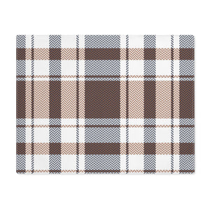 Autumn Plaid Table Placemat - Navy & Brown - Front View