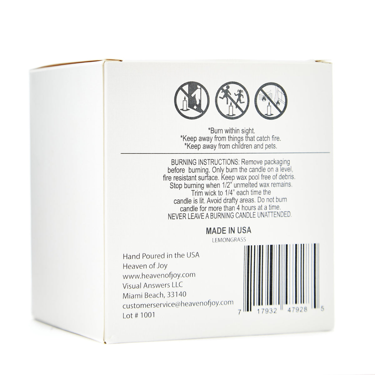 Lemongrass Candle 100% Natural, Aroma Naturals Candles