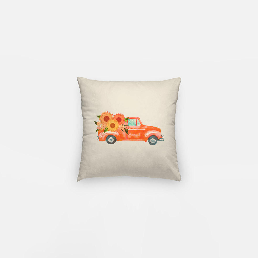 Lifestyle Details - 10x10 Autumn Pillowcase - Bright Orange Rustic Truck