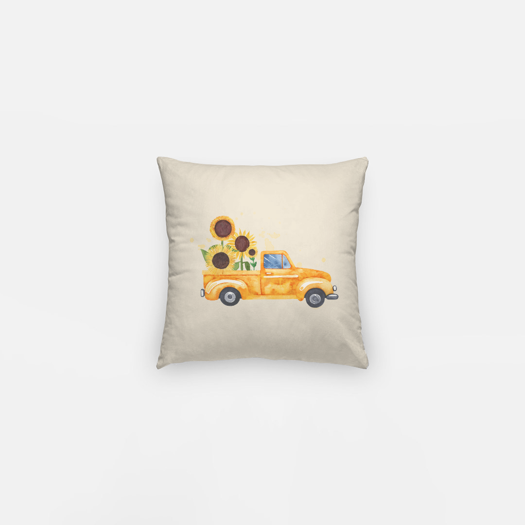 Lifestyle Details - 10x10 Autumn Pillowcase - Orange Rustic Truck