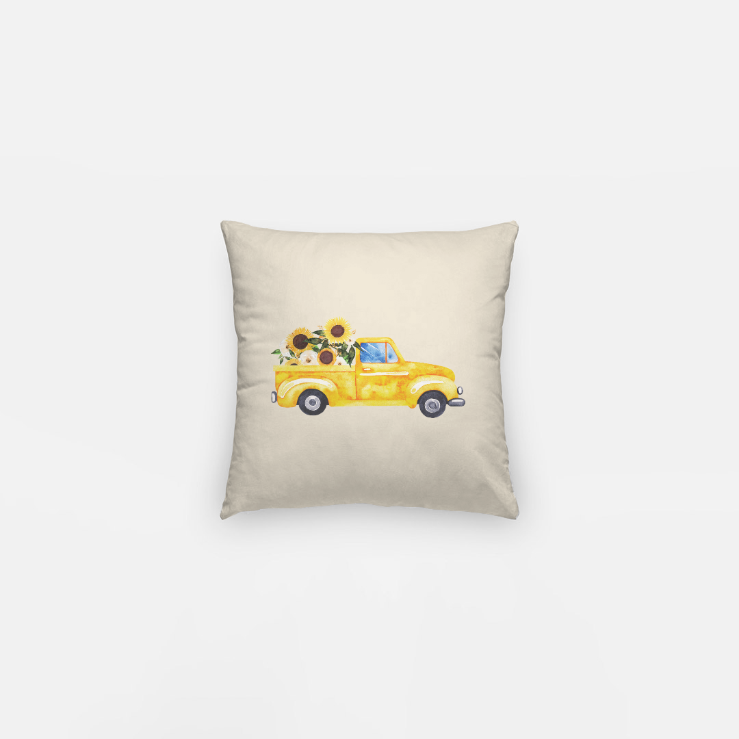 Lifestyle Details - 10x10 Autumn Pillowcase - Yellow Rustic Truck