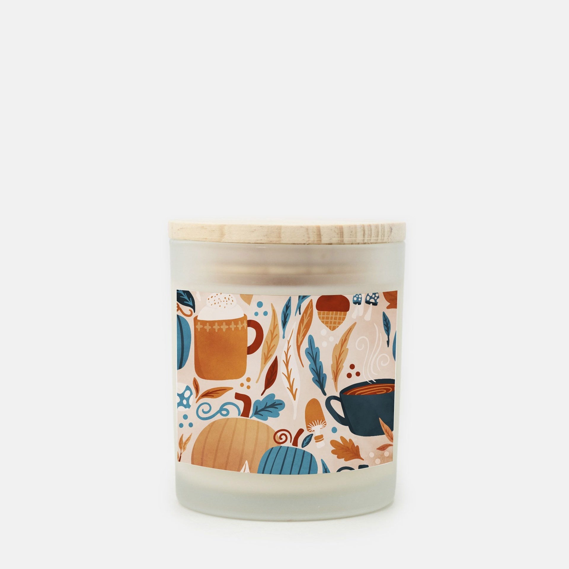 Lifestyle Details - 11oz Colorful Autumn Decor Frosted Glass Candle - Cashmere Vanilla