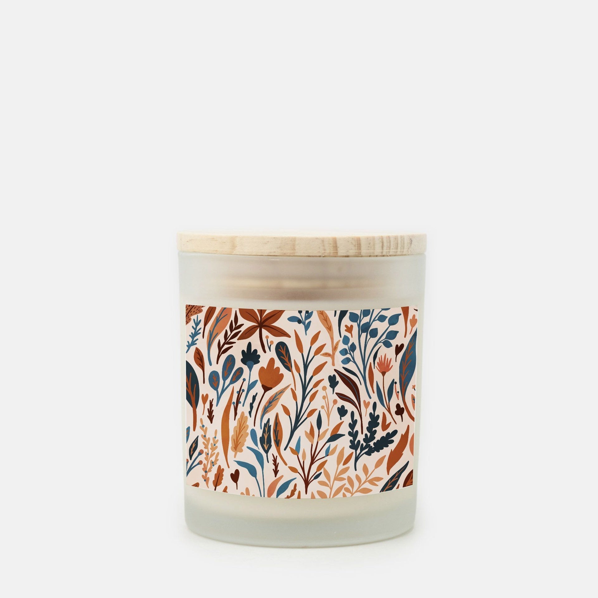 Lifestyle Details - 11oz Colorful Autumn Leaves Frosted Glass Candle - Cashmere Vanilla