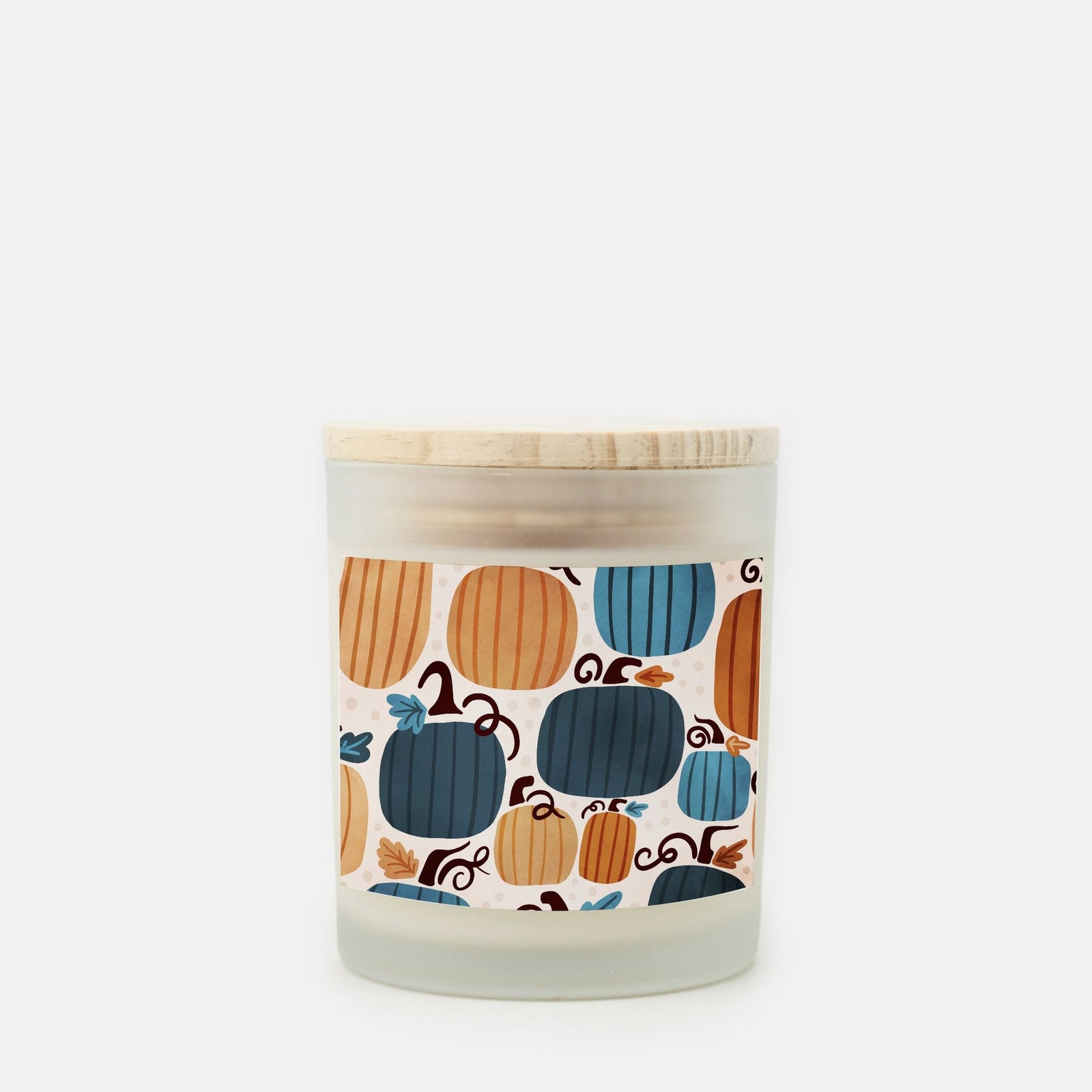Lifestyle Details - 11oz Colorful Autumn Pumpkins Frosted Glass Candle - Cashmere Vanilla
