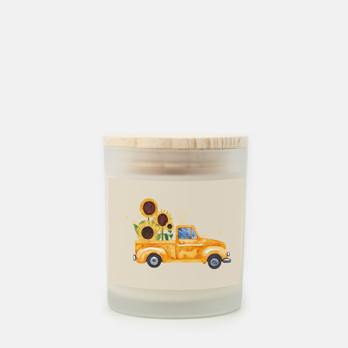 Lifestyle Details - 11oz Orange Rustic Truck Frosted Glass Candle - Cashmere Vanilla