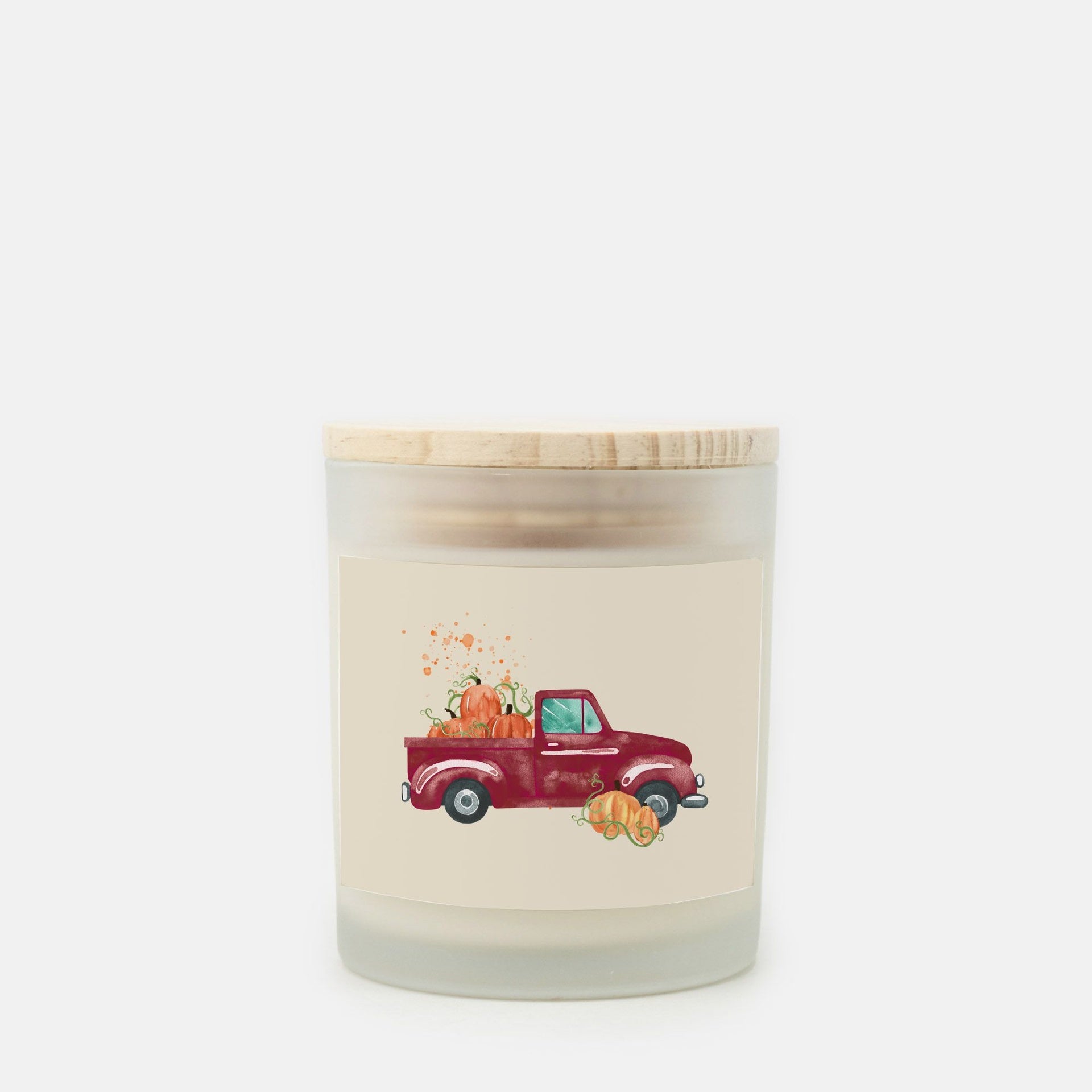 Lifestyle Details - 11oz Rustic Burgundy Truck Frosted Glass Candle - Cashmere Vanilla