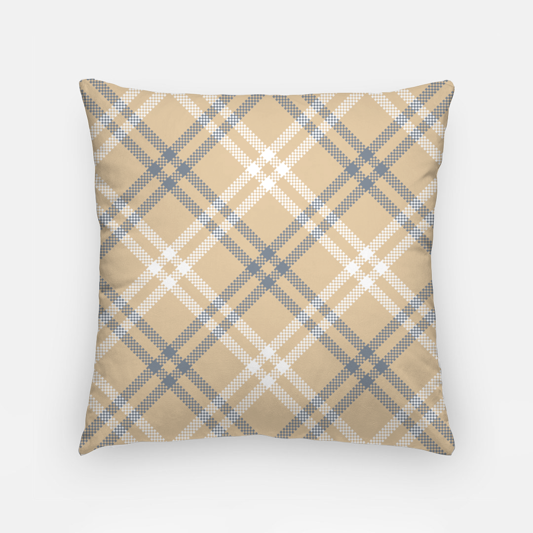 Lifestyle Details - 18x18 Autumn Diagonal Plaid Pillowcase - White & Blue