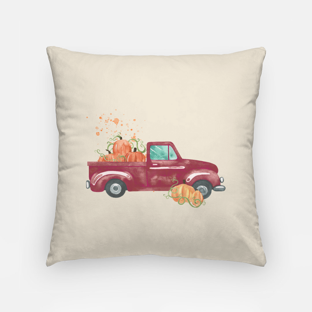 Lifestyle Details - 18x18 Autumn Pillowcase - Burgundy Rustic Truck