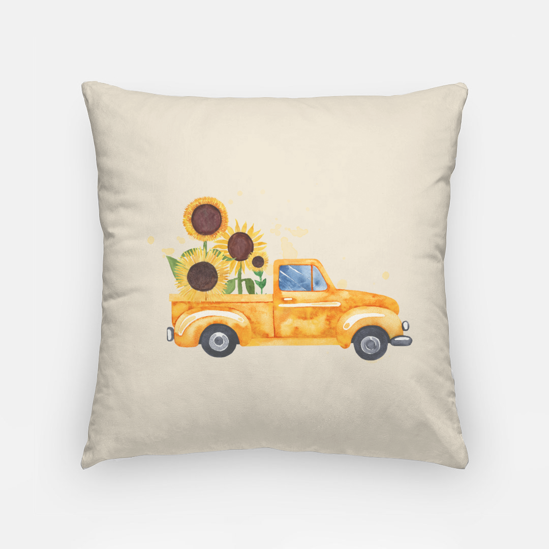 Lifestyle Details - 18x18 Autumn Pillowcase - Orange Rustic Truck