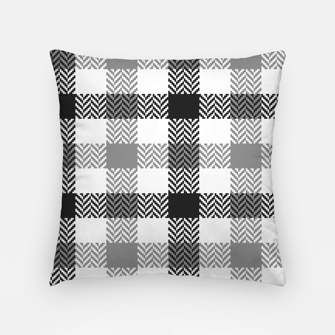 Lifestyle Details - 18x18 Autumn Plaid Pillowcase - Black & Grey