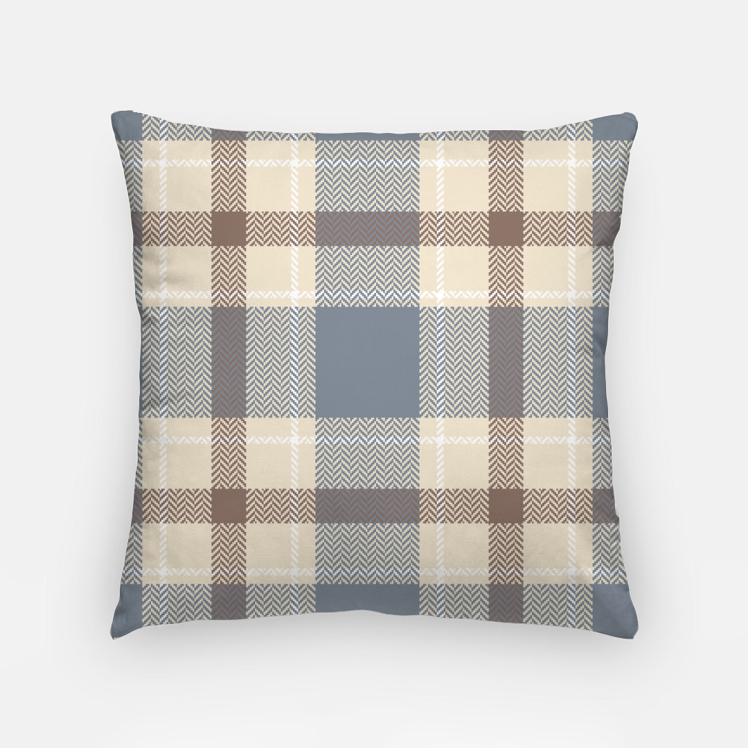 Lifestyle Details - 18x18 Autumn Plaid Pillowcase - Blue & Brown