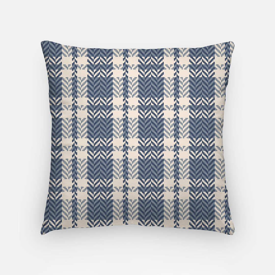 Lifestyle Details - 18x18 Autumn Plaid Pillowcase - Blue & Cream
