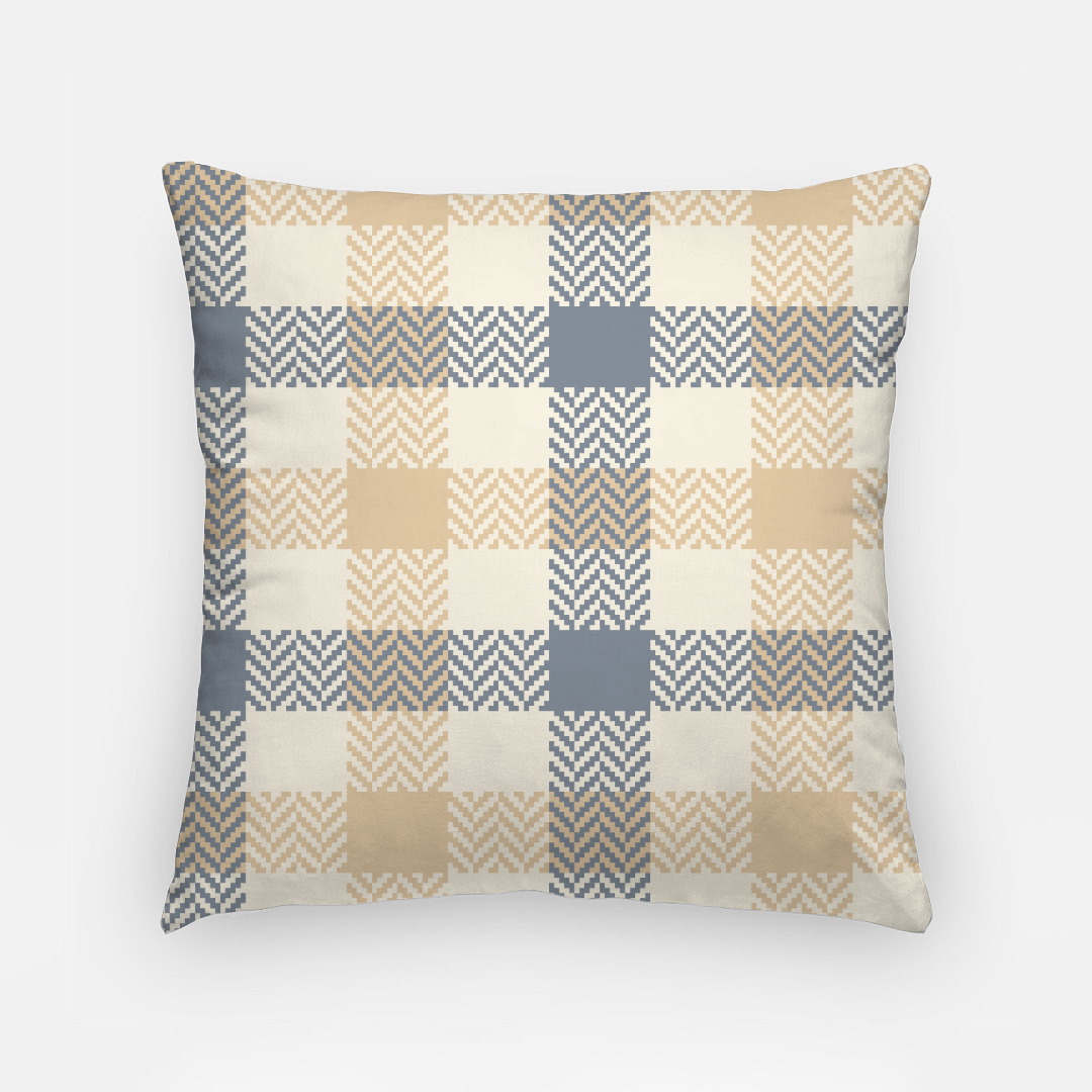 Lifestyle Details - 18x18 Autumn Plaid Pillowcase - Blue & Natural