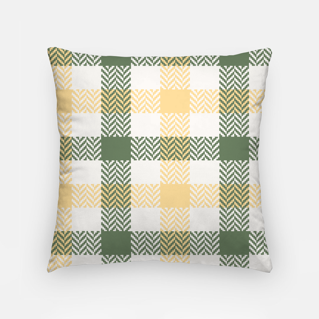 Lifestyle Details - 18x18 Autumn Plaid Pillowcase - Green & Yellow