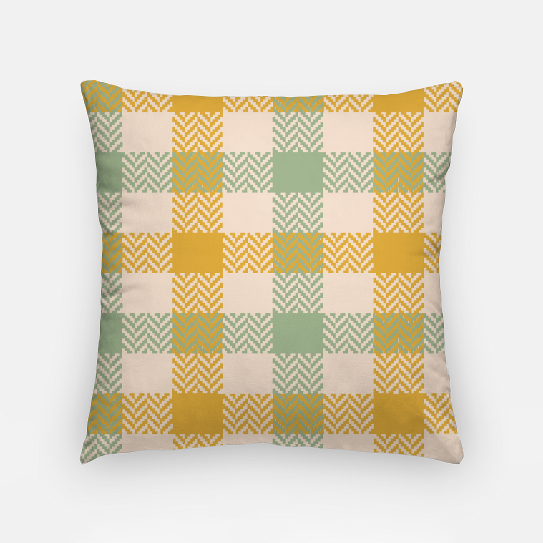 Lifestyle Details - 18x18 Autumn Plaid Pillowcase - Yellow & Green