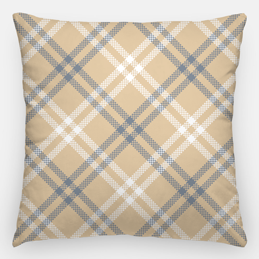 Lifestyle Details - 24x24 Autumn Diagonal Plaid Pillowcase - White & Blue