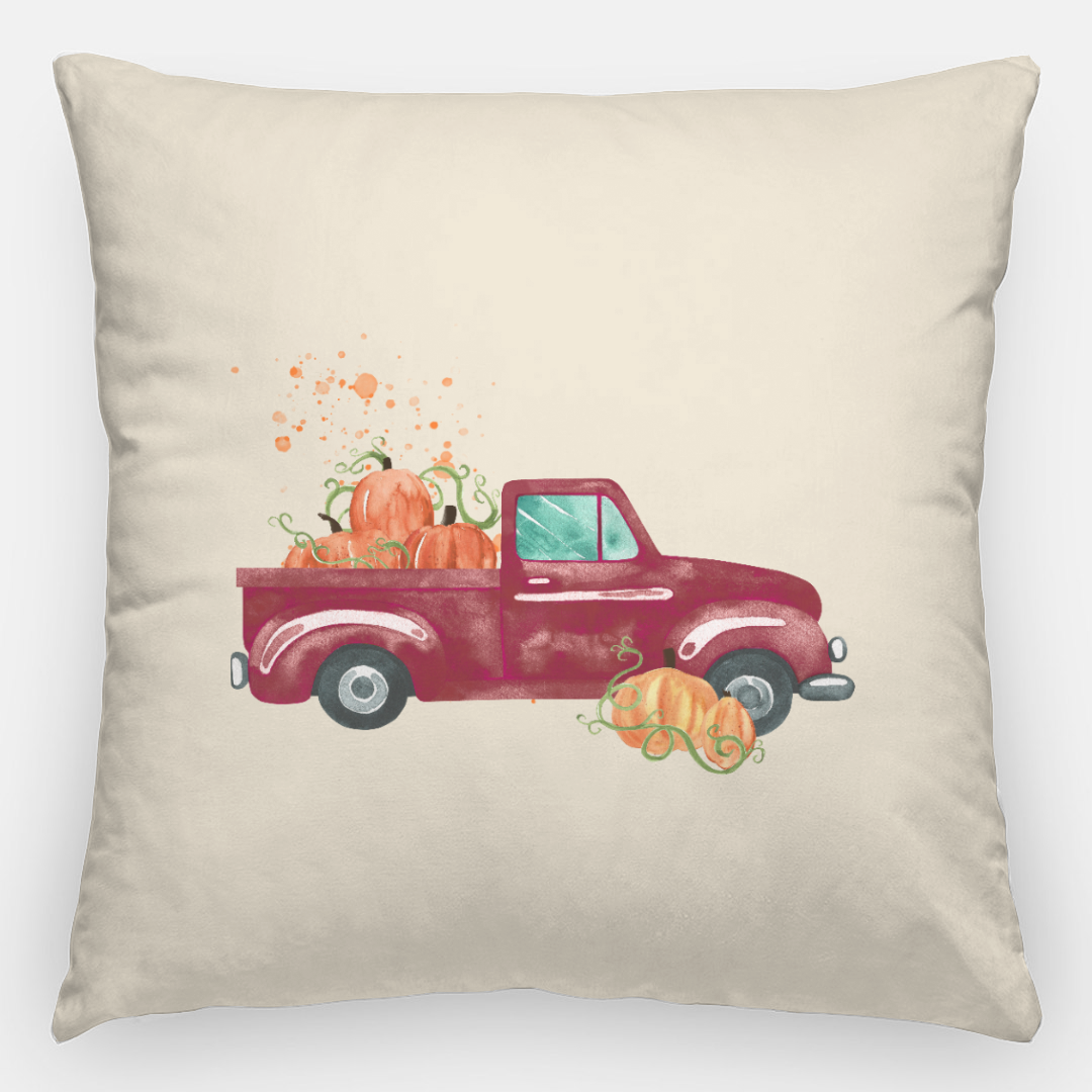 Lifestyle Details - 24x24 Autumn Pillowcase - Burgundy Rustic Truck