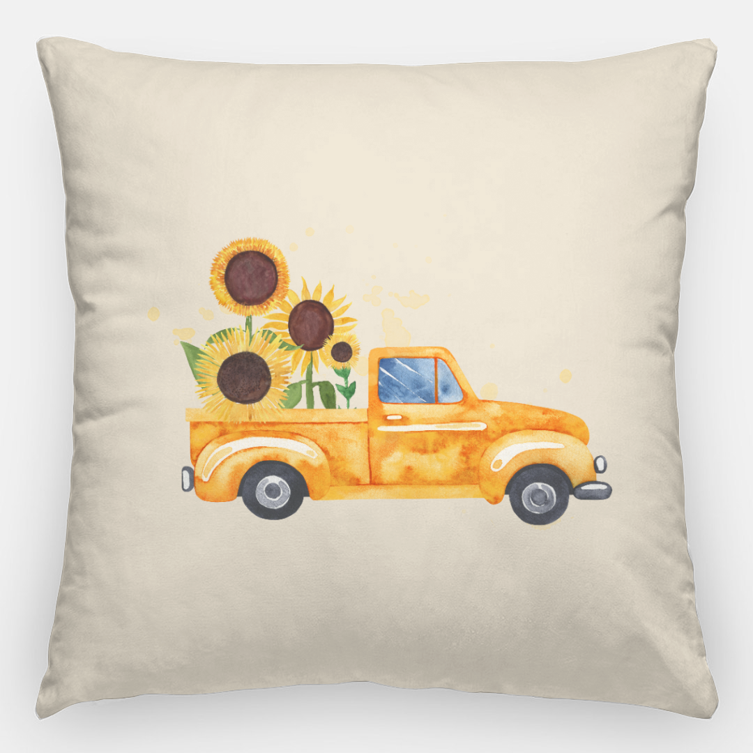 Lifestyle Details - 24x24 Autumn Pillowcase - Orange Rustic Truck